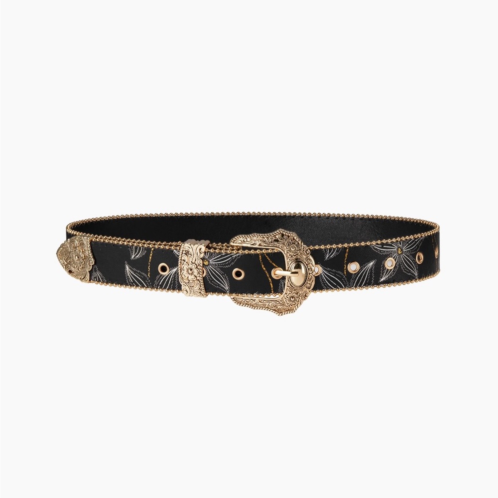 Cider Black and Gold Studded Belt